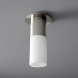 Oxygen Pilar Semi-Flush Mount, 1-Light, LED, Satin Nickel, White Shade, 5.875"W (3-309-124 3ZMEE) 