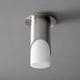 Oxygen Ellipse Semi-Flush Mount, 1-Light, LED, Satin Nickel, White Shade, 5.875"W (3-354-124 3ZMET) 