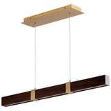 Oxygen Decca Linear Chandelier, 1-Light, LED, Aged Brass, Walnut, Matte White Shade, 36.25"W (3-36-2440 42P3U) 