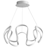 Oxygen Cirro Chandelier, 1-Light, LED, Silver Graphite, Matte White Shade, 28"W (3-61-30 42P47) 