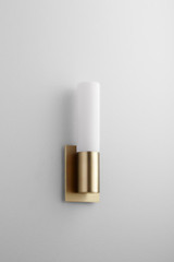 Oxygen Magneta Wall Sconce, 1-Light, LED, Aged Brass, Matte Opal Shade, 14.5"H (3-528-140 3ZNDQ) 