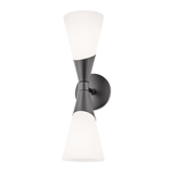 Mitzi by Hudson Valley Lighting Parker Wall Sconce, 2-Light, Black, 17.5"H (H312102-BLK 608QJMQ) 