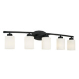Capital Dixon 5-Light Vanity with Soft White Glass in Matte Black 