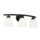 Capital Jameson 3-Light Vanity with Soft White Glass in Matte Black 