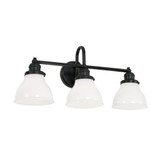 Capital Baxter 3-Light Vanity with Milk Glass in Matte Black 