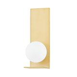 Mitzi by Hudson Valley Lighting Lani Wall Sconce, 1-Light, LED, Aged Brass, 14"H (H533101-AGB 608UGF1) 