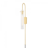 Mitzi by Hudson Valley Lighting Nettie Wall Sconce, 1-Light, LED, Aged Brass, 36"H (HL527201-AGB 608UGFC) 