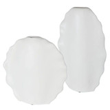 Uttermost Ruffled Feathers Modern Vases, 2/Set, Matte White, 20"H (17963 A6DQM) 