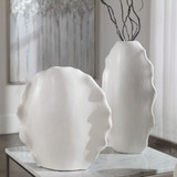 Uttermost Ruffled Feathers Modern Vases, 2/Set, Matte White, 20"H (17963 A6DQM) 