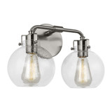 Visual Comfort & Co. Studio Collection Clara Bathroom Vanity Light, 2-Light, Satin Nickel, Clear Seeded Shade, 14.75"W (VS24402SN 706U5H3) 