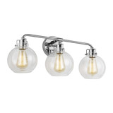 Visual Comfort & Co. Studio Collection Clara Bathroom Vanity Light, 3-Light, Chrome, Clear Seeded Shade, 24"W (VS24403CH 706U5H1) 