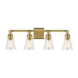 Visual Comfort & Co. Studio Collection Monterro Bathroom Vanity Light, 4-Light, Burnished Brass, Clear Seeded Shade, 30.25"W (VS24704BBS 706U5GH) 