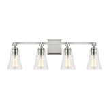 Visual Comfort & Co. Studio Collection Monterro Bathroom Vanity Light, 4-Light, Satin Nickel, Clear Seeded Shade, 30.25"W (VS24704SN 706U5GF) 