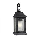 Visual Comfort & Co. Studio Collection Shepherd Outdoor Wall Lantern, 1-Light, Dark Weathered Zinc, Opal Etched Shade, 19.13"H (OL10601DWZ 706U6HE) 