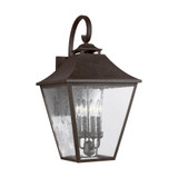Visual Comfort & Co. Studio Collection Galena Large Wall Lantern, 4-Light, Sable, Clear Seeded Shade, 25.38"H (OL14404SBL 706U6FA) 