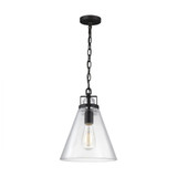 Visual Comfort & Co. Studio Collection Frontage Pendant, 1-Light, Oil Rubbed Bronze, Clear Shade, 10"W (P1370ORB 706U5JN) 