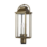 Visual Comfort & Co. Studio Collection Wellsworth Post Lantern, 3-Light, Painted Distressed Brass, Clear Shade, 20.75"H (OL13207PDB 706U6GA) 
