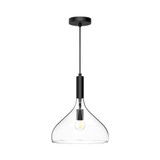 Alora Lighting Belleview Pendant, 1-Light, Matte Black, Clear Glass, 14.25"H 