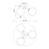 Alora Lighting Cassia Semi-Flush Mount, 3-Light, Matte Black, Opal Matte Glass, 17.75"D 