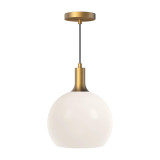 Alora Lighting Castilla Pendant, 1-Light, Aged Gold, Opal Matte Glass, 12.5"H 