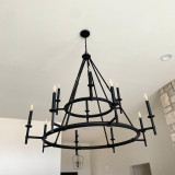 Capital Ogden Chandelier, Brushed Black Iron, 48"W 