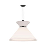Alora Lighting Chapelle Pendant, 1-Light, Matte Black, White Linen, 22.13"D 