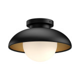 Alora Lighting Rubio Flush Mount, 1-Light, Matte Black, Opal Matte Glass, 16"D 
