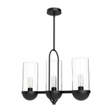 Alora Lighting Cyrus Linear Chandelier, 3-Light, Matte Black, Clear Glass, 23.5"L 