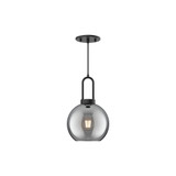 Alora Lighting Soji Pendant, 1-Light, Matte Black, Smoked Solid Glass, 12.5"H 