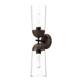 Alora Lighting Emil Wall Sconce, 2-Light, Matte Black, Walnut, 23.38"H 