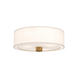 Alora Lighting Theo Flush Mount, 3-Light, Aged Gold, White Linen, 24.13"D 