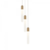 Matteo Lighting Aydin Pendants, 3-Lights, LED, Aged Gold Brass, Frosted Glass Shade, 157"H (C65803AG 305XRY4) 