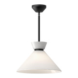 Alora Lighting Halston Pendant, 1-Light, Matte Black, Glossy Opal Glass, 14.13"D 