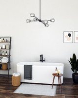 Alora Lighting Willow Chandelier, 6-Light, Matte Black, Smoked Solid Glass, 37"D 