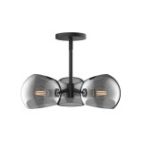 Alora Lighting Willow Pendant, 3-Light, Matte Black, Smoked Solid Glass, 16"D 