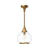 Alora Lighting Hazel Pendant, 1-Light, Aged Gold, Clear Glass, 12.75"H 