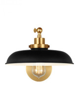 Visual Comfort & Co. Studio Collection Wellfleet Wall Sconce, 1-Light, Midnight Black And Burnished Brass, Midnight Black Shade, 11"W (CW1141MBKBBS 706X0CX) 