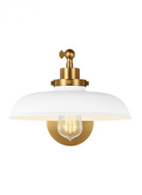 Visual Comfort & Co. Studio Collection Wellfleet Wall Sconce, 1-Light, Matte White And Burnished Brass, 11"W (CW1141MWTBBS 706X0CZ) 