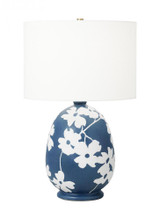 Visual Comfort & Co. Studio Collection Lila Table Lamp, 1-Light, LED, Semi Matte Navy Blue, White Linen Shade, 22.5"H (HT1001WLSMNB1 706X18M) 
