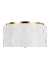 Visual Comfort & Co. Studio Collection Dottie Flush Mount, 3-Light, Burnished Brass, Etched Shade, 17.88"W (KSF1013BBS 706X19N) 
