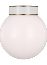 Visual Comfort & Co. Studio Collection Monroe Flush Mount, 1-Light, Burnished Brass with Glossy White, Milk White Shade, 8.5"W (KSF1051BBSGW 706X19X) 