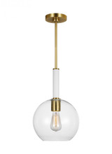 Visual Comfort & Co. Studio Collection Monroe Pendant, 1-Light, Burnished Brass with Glossy White, Clear Shade, 10.38"W (KSP1061BBSGW 706X1AH) 