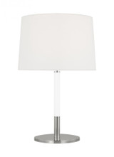 Visual Comfort & Co. Studio Collection Monroe Table Lamp, 1-Light, LED, Polished Nickel, White Linen Shade, 27.13"H (KST1041PNGW1 706X1AY) 