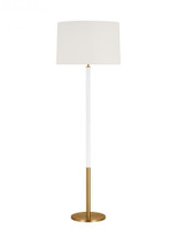 Visual Comfort & Co. Studio Collection Monroe Floor Lamp, 1-Light, LED, Burnished Brass with Glossy White, White Linen Shade, 61.88"H (KST1051BBSGW1 706X1AZ) 