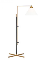 Visual Comfort & Co. Studio Collection Antonina Task Floor Lamp, 1-Light, LED, Burnished Brass and Deep Bronze, White Linen Shade, 42.75"H (KT1301BBSBNZ1 706X27V) 