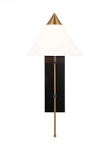 Visual Comfort & Co. Studio Collection Franklin Wall Sconce, 1-Light, Burnished Brass and Deep Bronze, White Linen Shade, 25.63"H (KWL1121BBSBNZ 706X284) 