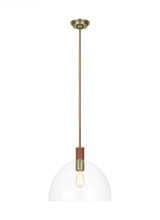 Visual Comfort & Co. Studio Collection Hadley Pendant, 1-Light, Time Worn Brass, Clear Shade, 15"W (LP1061TWBCG 706X28X) 