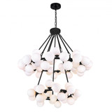 CWI Lighting Arya Chandelier, 70-Light, Black, Frosted Glass, 39"W (1020P39-70-101 3069PAY) 