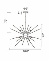 CWI Lighting Savannah Chandelier, 14-Light, Black, 40"W (1034P40-14-101 3069PCC) 