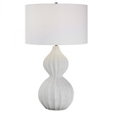 Uttermost Antoinette Marble Table Lamp, 1-Light, White, White Linen Fabric Shade, 28"H (30065 A6FLG) 